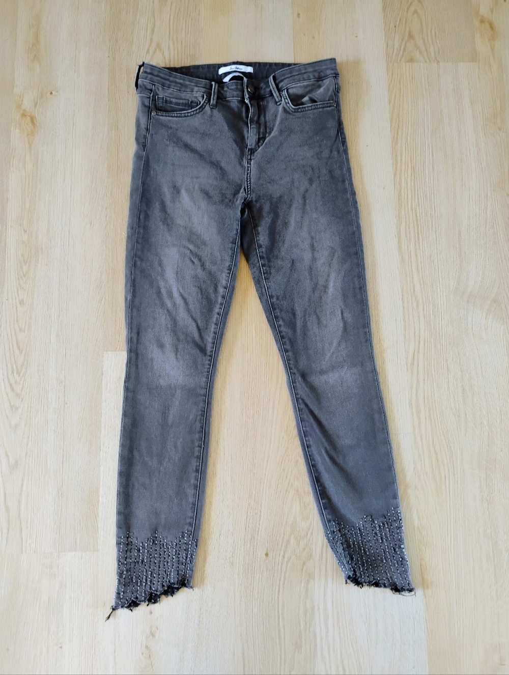 Sam Edelman Charcoal Skinny Jeans with Decorative Hem
